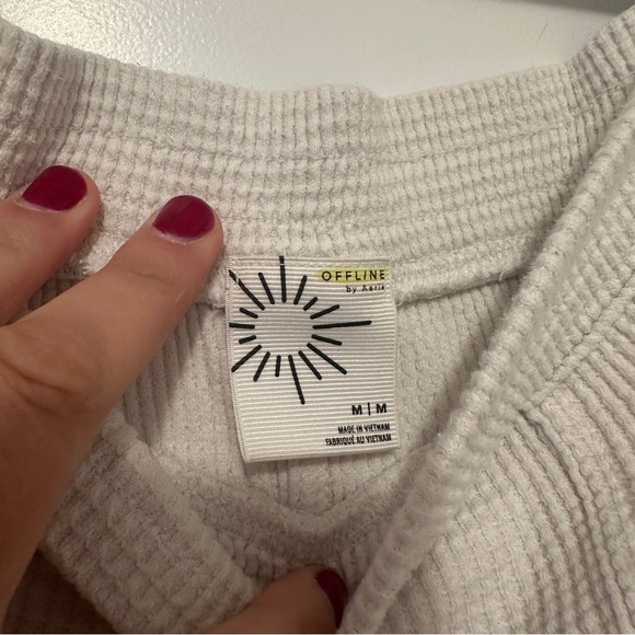 Aerie Offline White Waffle Shorts Size Medium Women’s - Picture 5 of 6